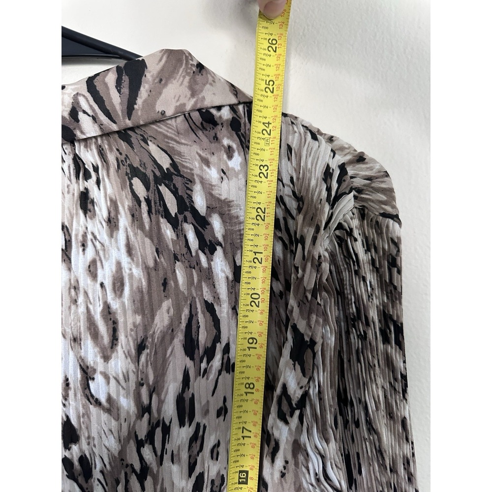 VTG 90s Grunge Leopard Cheetah Black Crinkle Plisse 3/4 Sleeve Shirt Size SMALL - Picture 13 of 14